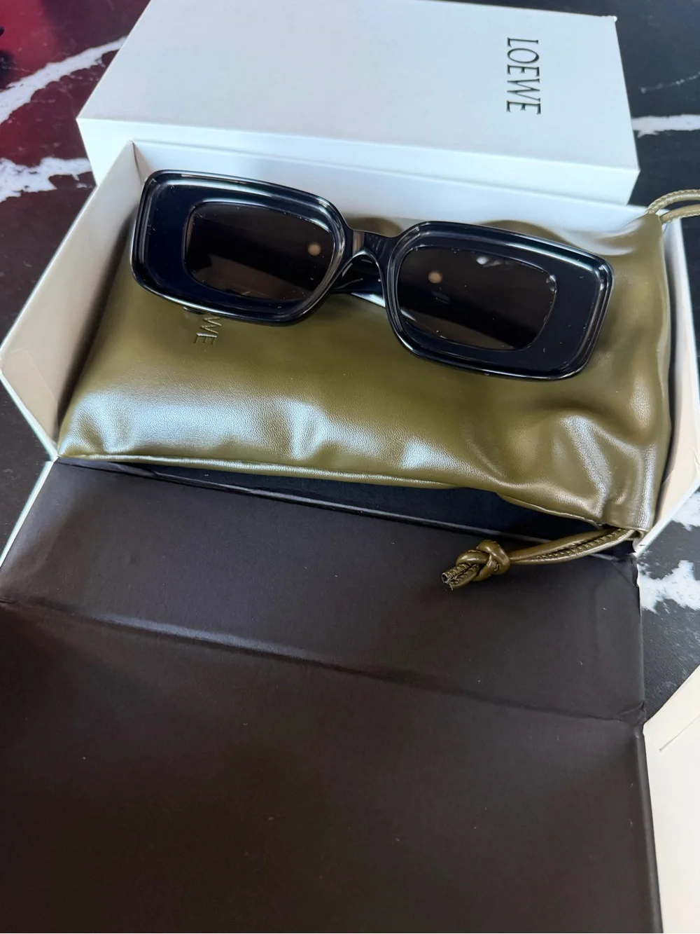 Loewe Black Rectangular Women's Sunglasses